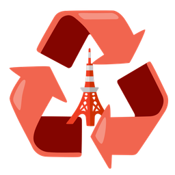 Tokyo tower and recycling symbol