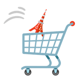 Tokyo tower and shopping cart