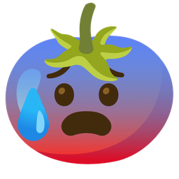 tomato and anxious face with sweat
