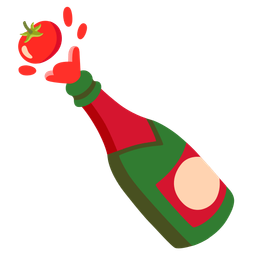 tomato and bottle with popping cork