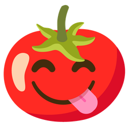 Tomato and Face savoring food