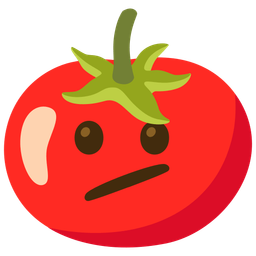 tomato and face with diagonal mouth