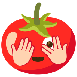 tomato and face with peeking eye