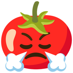 tomato and face with steam from nose