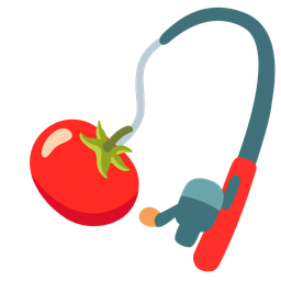 tomato and fishing pole