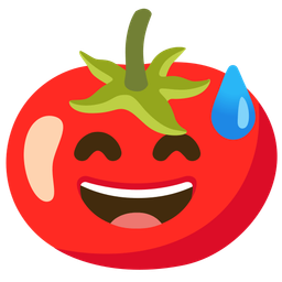 Tomato and Grinning face with sweat