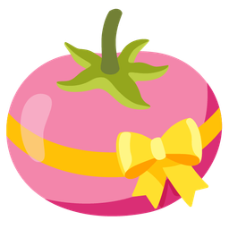 tomato and heart with ribbon