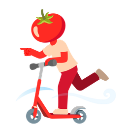 tomato and kick scooter