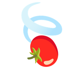 tomato and leaf fluttering in wind