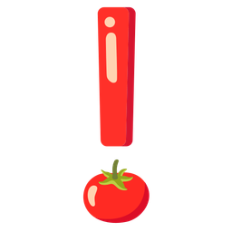 tomato and red exclamation mark