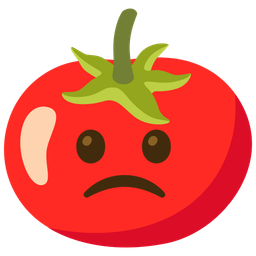tomato and slightly frowning face