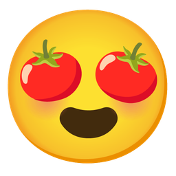 Tomato and Smiling face with heart-eyes