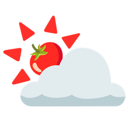 tomato and sun behind cloud