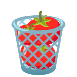 tomato and wastebasket