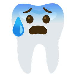 tooth and anxious face with sweat