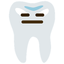 tooth and expressionless face