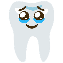 tooth and face holding back tears