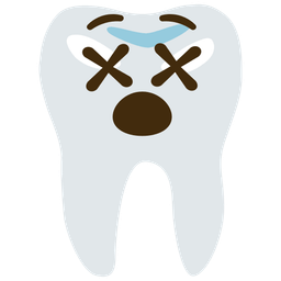 tooth and face with crossed-out eyes