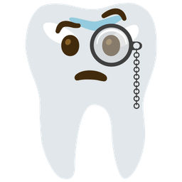 tooth and face with monocle