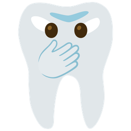 tooth and face with open eyes and hand over mouth