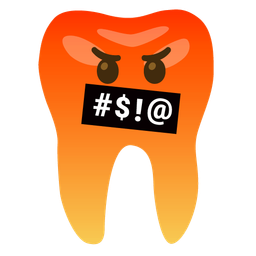 tooth and face with symbols on mouth
