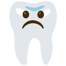 tooth and frowning face
