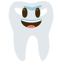 Tooth and Grinning face with big eyes