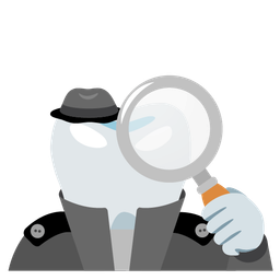 tooth and magnifying glass tilted right