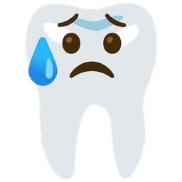 tooth and sad but relieved face