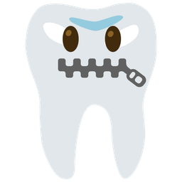 tooth and zipper-mouth face