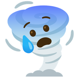tornado and anxious face with sweat