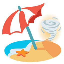 tornado and beach with umbrella