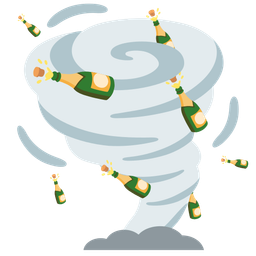 tornado and bottle with popping cork