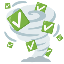 tornado and check mark button