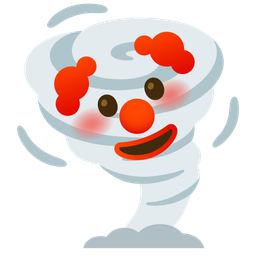 tornado and clown face