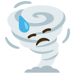 tornado and downcast face with sweat