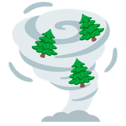 tornado and evergreen tree