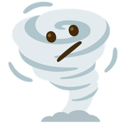 tornado and face with diagonal mouth