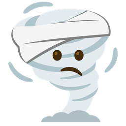 tornado and face with head-bandage