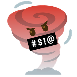 tornado and face with symbols on mouth