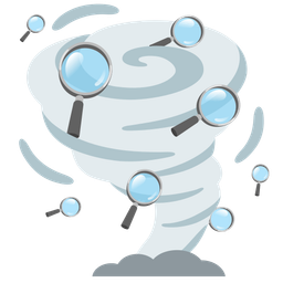tornado and magnifying glass tilted right