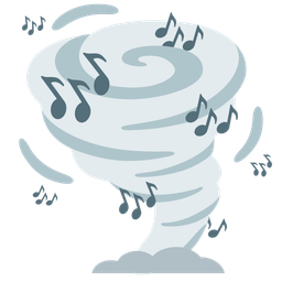 tornado and musical notes