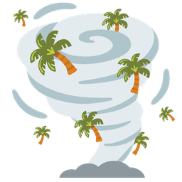 tornado and palm tree