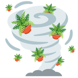 tornado and potted plant