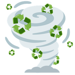tornado and recycling symbol