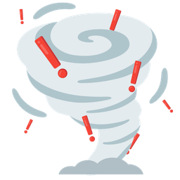 tornado and red exclamation mark