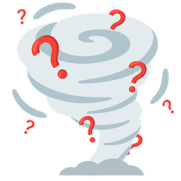 tornado and red question mark