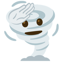 tornado and saluting face