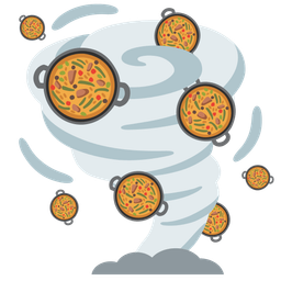 tornado and shallow pan of food