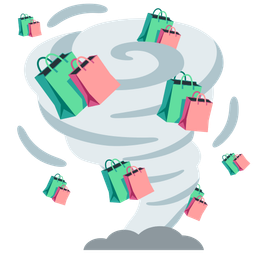 tornado and shopping bags